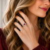Rhodium Gold Filled Wedding Ring, Heart and Cluster Design, with Garnet and White Cubic Zirconia, Polished, Rhodium Finish, 01.283.0055.7 (One size fits all)