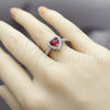 Rhodium Gold Filled Wedding Ring, Heart and Cluster Design, with Garnet and White Cubic Zirconia, Polished, Rhodium Finish, 01.283.0055.7 (One size fits all)