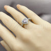 Rhodium Gold Filled Wedding Ring, Heart and Cluster Design, with Amethyst and White Cubic Zirconia, Polished, Rhodium Finish, 01.283.0055.8 (One size fits all)