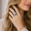 Rhodium Gold Filled Wedding Ring, Heart and Cluster Design, with Black and White Cubic Zirconia, Polished, Rhodium Finish, 01.283.0055.9 (One size fits all)