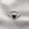 Rhodium Gold Filled Wedding Ring, Heart and Cluster Design, with Black and White Cubic Zirconia, Polished, Rhodium Finish, 01.283.0055.9 (One size fits all)