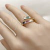 Oro Laminado Multi Stone Ring, Gold Filled Style Nail and Baguette Design, with Multicolor Cubic Zirconia, Polished, Golden Finish, 01.283.0075 (One size fits all)