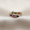 Oro Laminado Multi Stone Ring, Gold Filled Style Nail and Baguette Design, with Multicolor Cubic Zirconia, Polished, Golden Finish, 01.283.0075 (One size fits all)
