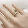 Oro Laminado Multi Stone Ring, Gold Filled Style Nail and Baguette Design, with White Cubic Zirconia and White Micro Pave, Polished, Golden Finish, 01.283.0076 (One size fits all)