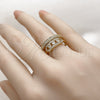 Oro Laminado Multi Stone Ring, Gold Filled Style Paperclip Design, with White Cubic Zirconia and White Micro Pave, Polished, Golden Finish, 01.283.0077 (One size fits all)