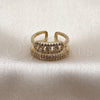 Oro Laminado Multi Stone Ring, Gold Filled Style Paperclip Design, with White Cubic Zirconia and White Micro Pave, Polished, Golden Finish, 01.283.0077 (One size fits all)