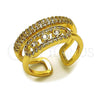 Oro Laminado Multi Stone Ring, Gold Filled Style Paperclip Design, with White Cubic Zirconia and White Micro Pave, Polished, Golden Finish, 01.283.0077 (One size fits all)