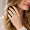 Oro Laminado Multi Stone Ring, Gold Filled Style Belt Buckle and Baguette Design, with White Cubic Zirconia and White Micro Pave, Polished, Golden Finish, 01.283.0078 (One size fits all)