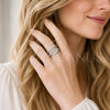Rhodium Gold Filled Multi Stone Ring, Belt Buckle and Baguette Design, with White Cubic Zirconia and White Micro Pave, Polished, Rhodium Finish, 01.283.0078.1 (One size fits all)