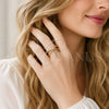 Oro Laminado Multi Stone Ring, Gold Filled Style Puff Mariner Design, with White Micro Pave, Polished, Golden Finish, 01.283.0079 (One size fits all)