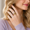 Oro Laminado Multi Stone Ring, Gold Filled Style Nail and Baguette Design, with Multicolor Cubic Zirconia and White Micro Pave, Polished, Golden Finish, 01.424.0022 (One size fits all)