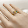 Oro Laminado Multi Stone Ring, Gold Filled Style Nail and Baguette Design, with Multicolor Cubic Zirconia and White Micro Pave, Polished, Golden Finish, 01.424.0022 (One size fits all)