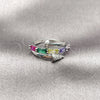 Rhodium Gold Filled Multi Stone Ring, Nail and Baguette Design, with Multicolor Cubic Zirconia and White Micro Pave, Polished, Rhodium Finish, 01.424.0022.1 (One size fits all)