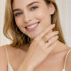 Oro Laminado Multi Stone Ring, Gold Filled Style Arrow and Baguette Design, with Multicolor and White Cubic Zirconia, Polished, Golden Finish, 01.424.0023 (One size fits all)