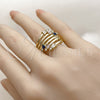 Oro Laminado Multi Stone Ring, Gold Filled Style Arrow and Baguette Design, with Multicolor and White Cubic Zirconia, Polished, Golden Finish, 01.424.0023 (One size fits all)