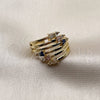 Oro Laminado Multi Stone Ring, Gold Filled Style Arrow and Baguette Design, with Multicolor and White Cubic Zirconia, Polished, Golden Finish, 01.424.0023 (One size fits all)