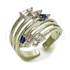 Rhodium Gold Filled Multi Stone Ring, Arrow Design, with Multicolor and White Cubic Zirconia, Polished, Rhodium Finish, 01.424.0023.1 (One size fits all)