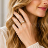Oro Laminado Multi Stone Ring, Gold Filled Style Paperclip Design, with White Cubic Zirconia and White Micro Pave, Polished, Golden Finish, 01.424.0024 (One size fits all)