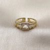 Oro Laminado Multi Stone Ring, Gold Filled Style Paperclip Design, with White Cubic Zirconia and White Micro Pave, Polished, Golden Finish, 01.424.0024 (One size fits all)