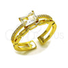 Oro Laminado Multi Stone Ring, Gold Filled Style Paperclip Design, with White Cubic Zirconia and White Micro Pave, Polished, Golden Finish, 01.424.0024 (One size fits all)