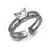Rhodium Gold Filled Multi Stone Ring, Paperclip Design, with White Cubic Zirconia and White Micro Pave, Polished, Rhodium Finish, 01.424.0024.1 (One size fits all)