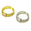 Rhodium Gold Filled Multi Stone Ring, Paperclip Design, with White Cubic Zirconia and White Micro Pave, Polished, Rhodium Finish, 01.424.0024.1 (One size fits all)
