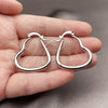 Rhodium Gold Filled Medium Hoop, Heart and Hollow Design, Polished, Rhodium Finish, 02.170.0602.30