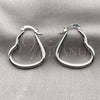 Rhodium Gold Filled Medium Hoop, Heart and Hollow Design, Polished, Rhodium Finish, 02.170.0602.30