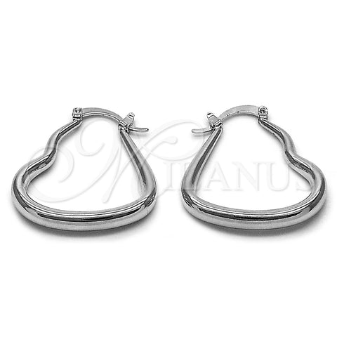 Rhodium Gold Filled Medium Hoop, Heart and Hollow Design, Polished, Rhodium Finish, 02.170.0602.30