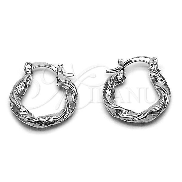 Rhodium Gold Filled Small Hoop, Twist Design, Diamond Cutting Finish, Rhodium Finish, 02.170.0600.1.20