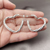 Rhodium Gold Filled Medium Hoop, Heart and Hollow Design, Polished, Silver Finish, 02.170.0603.40