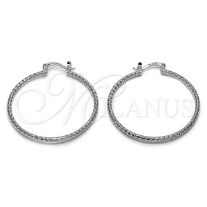 Rhodium Gold Filled Medium Hoop, Diamond Cutting Finish, Rhodium Finish, 02.170.0296.2.40
