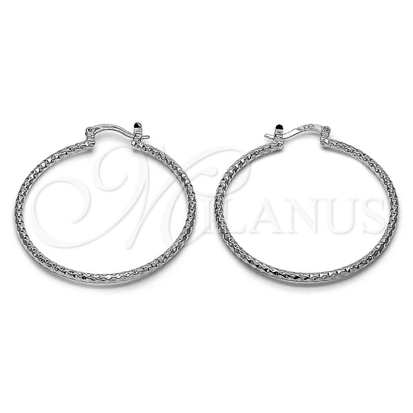 Rhodium Gold Filled Medium Hoop, Diamond Cutting Finish, Rhodium Finish, 02.170.0296.2.40