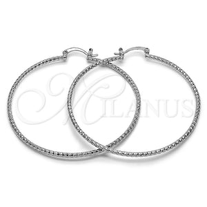 Rhodium Gold Filled Medium Hoop, Diamond Cutting Finish, Rhodium Finish, 02.170.0296.2.60