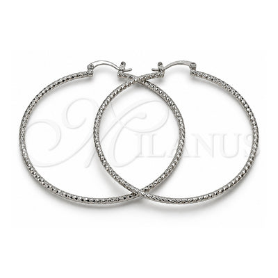 White Gold Filled Medium Hoop, Diamond Cutting Finish, Rhodium Finish, 02.170.0296.2.60