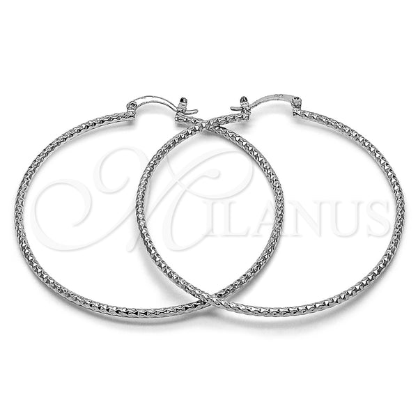 Rhodium Gold Filled Medium Hoop, Diamond Cutting Finish, Rhodium Finish, 02.170.0296.2.60
