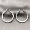 Rhodium Gold Filled Medium Hoop, Greek Key and Hollow Design, Polished, Rhodium Finish, 02.170.0605.40