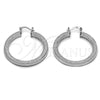 Rhodium Gold Filled Medium Hoop, Greek Key and Hollow Design, Polished, Rhodium Finish, 02.170.0605.40
