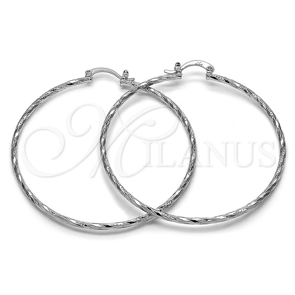 Rhodium Gold Filled Extra Large Hoop, Diamond Cutting Finish, Rhodium Finish, 02.170.0523.2.60