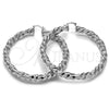 Rhodium Gold Filled Extra Large Hoop, Twist and Hollow Design, Polished, Rhodium Finish, 02.170.0475.2.80