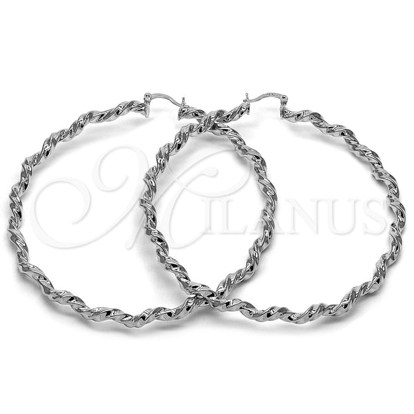 Rhodium Gold Filled Extra Large Hoop, Twist Design, Polished, Rhodium Finish, 02.170.0606.80