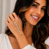 Oro Laminado Fancy Bracelet, Gold Filled Style Flower Design, with White Cubic Zirconia, Polished, Golden Finish, 03.213.0443.07 (Thickness, 7 Inches Length)
