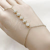 Oro Laminado Fancy Bracelet, Gold Filled Style Flower Design, with White Cubic Zirconia, Polished, Golden Finish, 03.213.0443.07 (Thickness, 7 Inches Length)