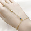 Oro Laminado Fancy Bracelet, Gold Filled Style Rolo Design, with Turquoise Cubic Zirconia, Polished, Golden Finish, 03.417.0013.07 (02 MM Thickness, 7 Inches Length)