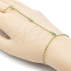 Oro Laminado Fancy Bracelet, Gold Filled Style Rolo Design, with Turquoise Cubic Zirconia, Polished, Golden Finish, 03.417.0013.07 (02 MM Thickness, 7 Inches Length)