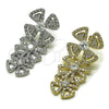 Oro Laminado Long Earring, Gold Filled Style Flower Design, with White Cubic Zirconia, Polished, Golden Finish, 02.436.0061