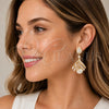 Rhodium Gold Filled Long Earring, Ball and Baguette Design, with White Cubic Zirconia and Ivory Pearl, Polished, Rhodium Finish, 02.436.0062