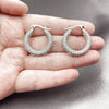 Rhodium Gold Filled Medium Hoop, with White Cubic Zirconia, Polished, Rhodium Finish, 02.436.0063.25