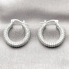 Rhodium Gold Filled Medium Hoop, with White Cubic Zirconia, Polished, Rhodium Finish, 02.436.0063.25