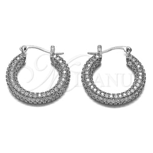 Rhodium Gold Filled Medium Hoop, with White Cubic Zirconia, Polished, Rhodium Finish, 02.436.0063.25